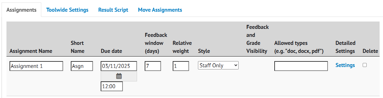 Adding MMS coursework tool